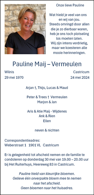 Familiebericht/overlijdensbericht