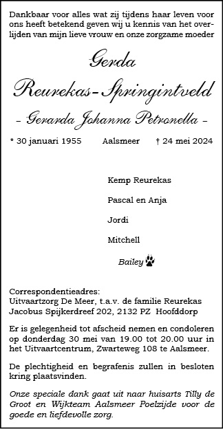 Familiebericht/overlijdensbericht