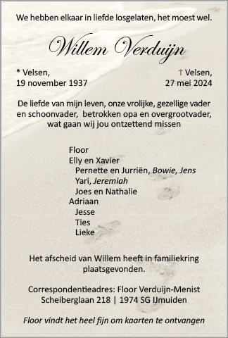 Familiebericht/overlijdensbericht