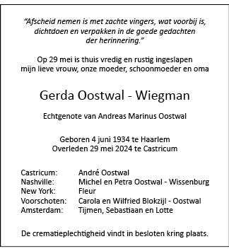 Familiebericht/overlijdensbericht