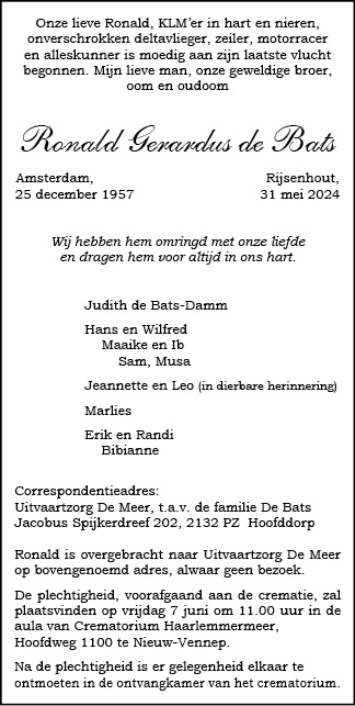 Familiebericht/overlijdensbericht