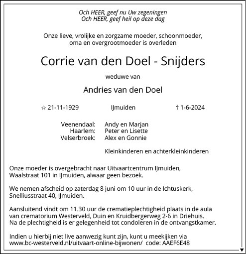 Familiebericht/overlijdensbericht