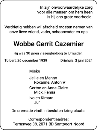 Familiebericht/overlijdensbericht