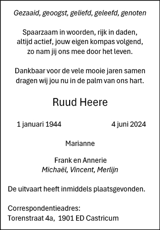 Familiebericht/overlijdensbericht