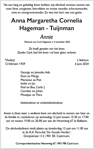 Familiebericht/overlijdensbericht