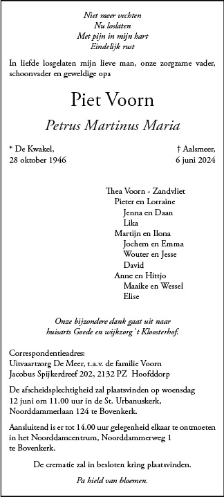 Familiebericht/overlijdensbericht