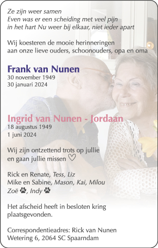 Familiebericht/overlijdensbericht