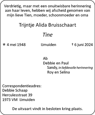 Familiebericht/overlijdensbericht