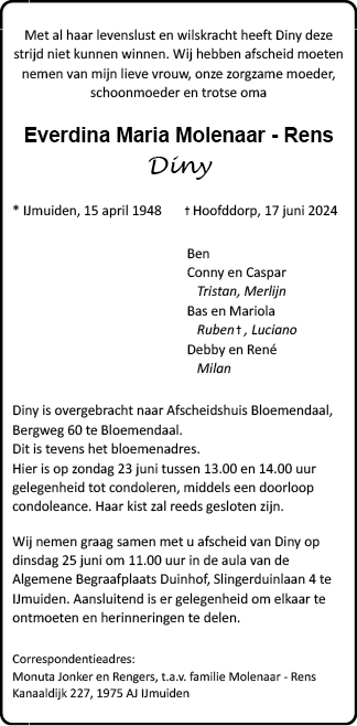 Familiebericht/overlijdensbericht
