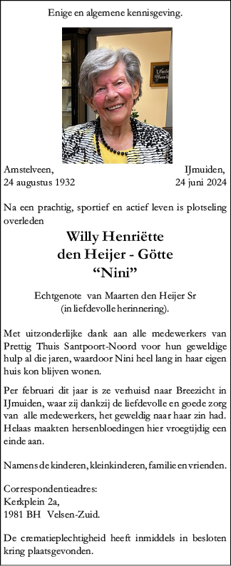 Familiebericht/overlijdensbericht