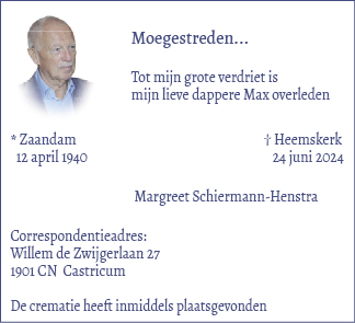 Familiebericht/overlijdensbericht