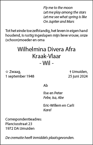 Familiebericht/overlijdensbericht