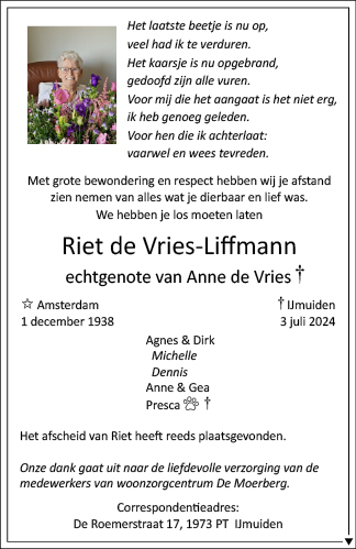 Familiebericht/overlijdensbericht