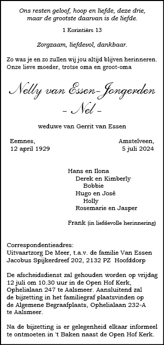 Familiebericht/overlijdensbericht