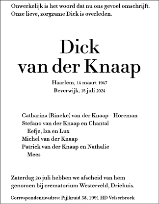 Familiebericht/overlijdensbericht