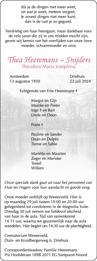Familiebericht/overlijdensbericht