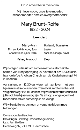 Familiebericht/overlijdensbericht