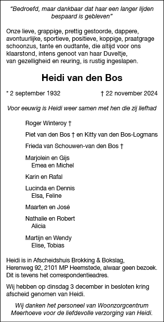 Familiebericht/overlijdensbericht