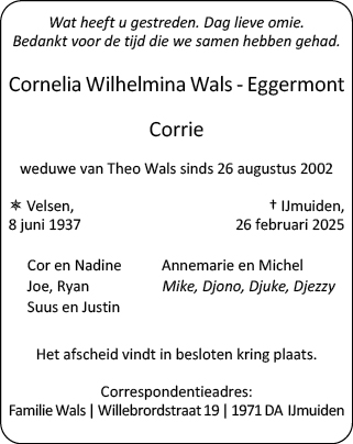 Familiebericht/overlijdensbericht