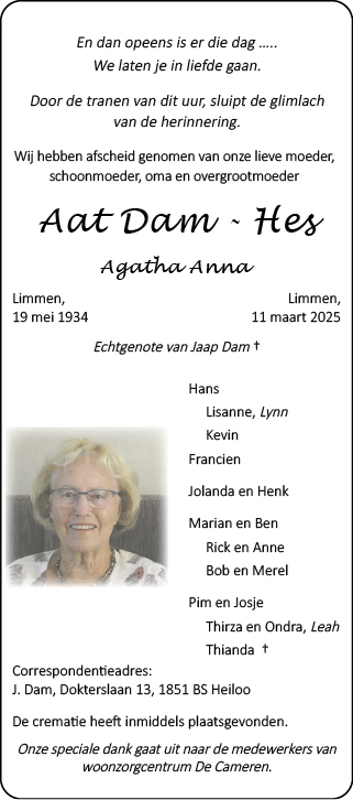 Familiebericht/overlijdensbericht