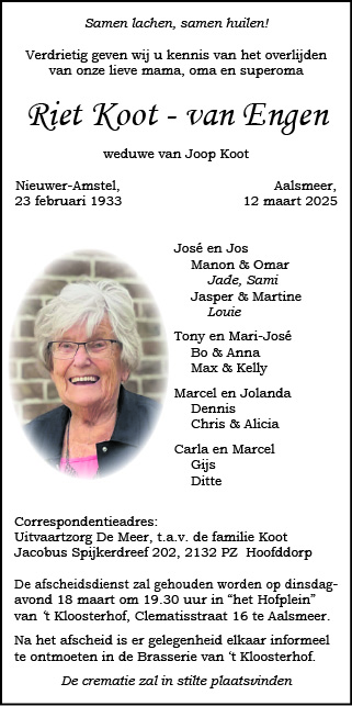 Familiebericht/overlijdensbericht
