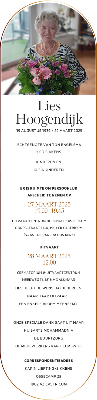 Familiebericht/overlijdensbericht