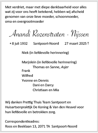 Familiebericht/overlijdensbericht