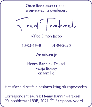 Familiebericht/overlijdensbericht