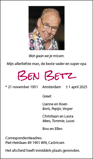 Familiebericht/overlijdensbericht