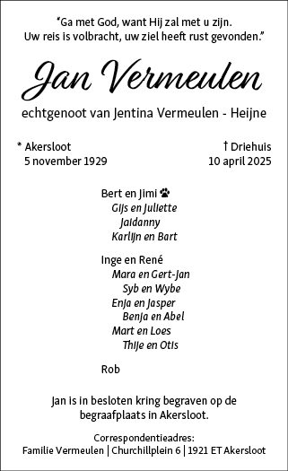 Familiebericht/overlijdensbericht