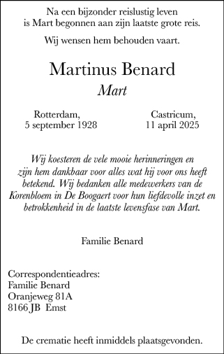 Familiebericht/overlijdensbericht