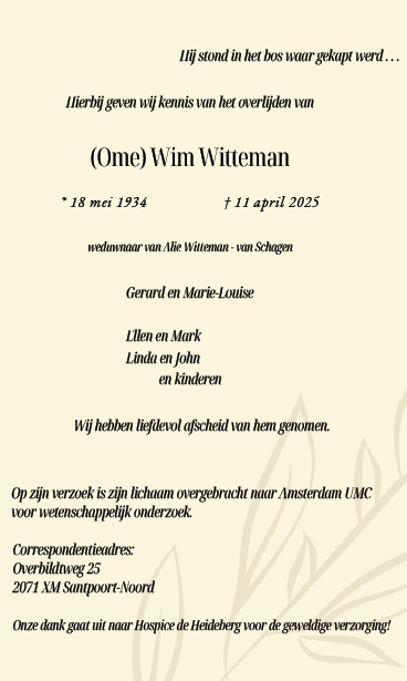 Familiebericht/overlijdensbericht