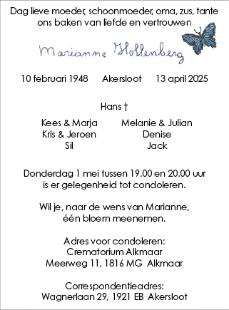 Familiebericht/overlijdensbericht