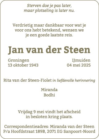 Familiebericht/overlijdensbericht