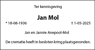 Familiebericht/overlijdensbericht