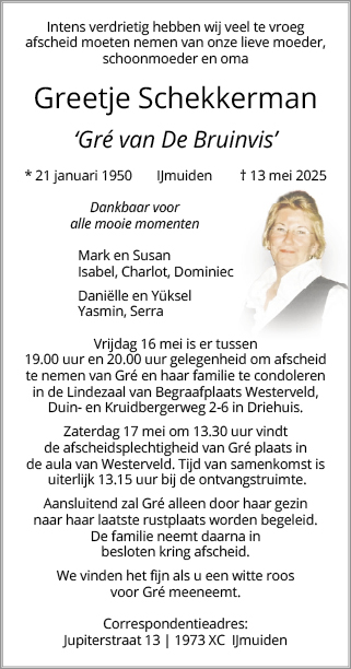 Familiebericht/overlijdensbericht