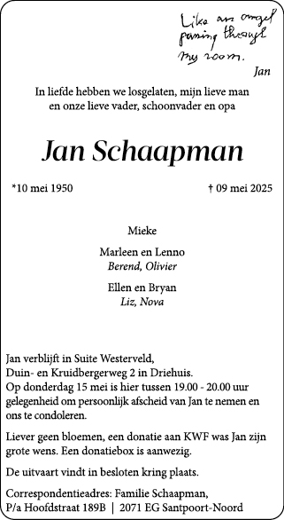 Familiebericht/overlijdensbericht