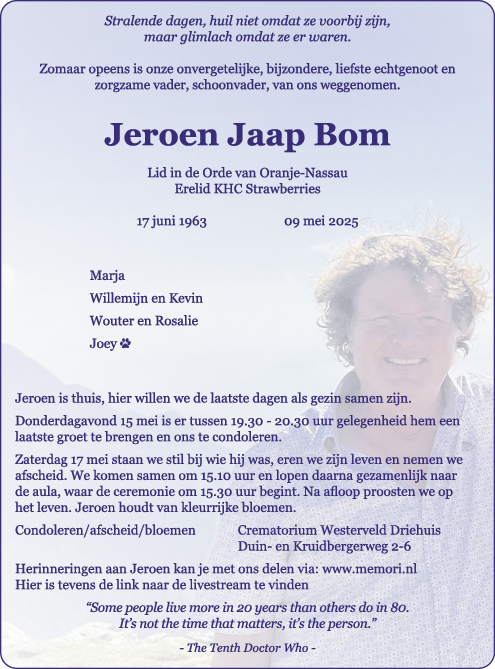 Familiebericht/overlijdensbericht