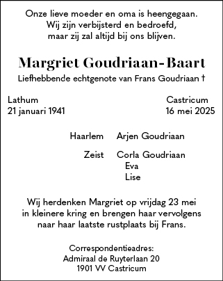 Familiebericht/overlijdensbericht