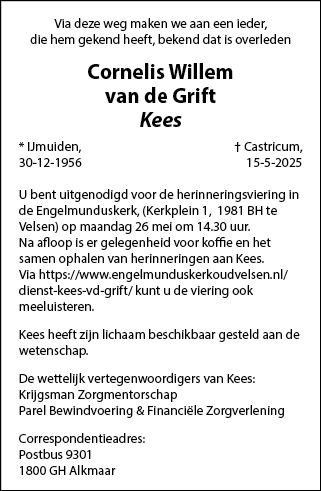 Familiebericht/overlijdensbericht