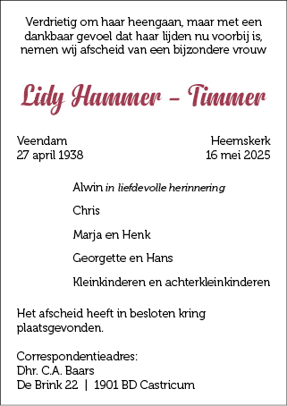 Familiebericht/overlijdensbericht