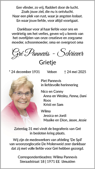 Familiebericht/overlijdensbericht