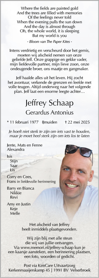 Familiebericht/overlijdensbericht
