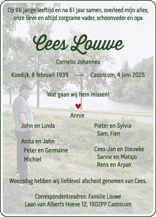 Familiebericht/overlijdensbericht