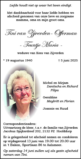 Familiebericht/overlijdensbericht