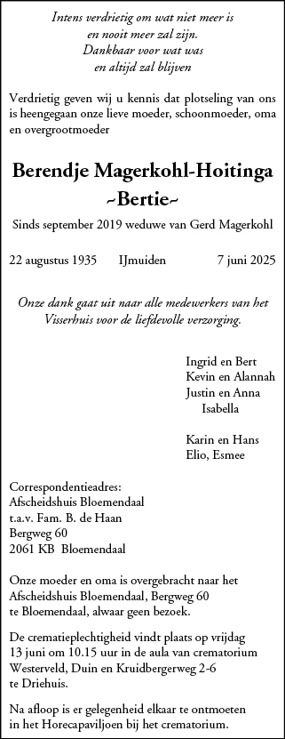 Familiebericht/overlijdensbericht