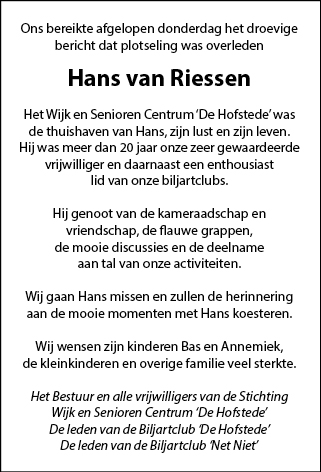 Familiebericht/overlijdensbericht