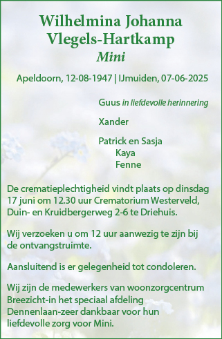 Familiebericht/overlijdensbericht