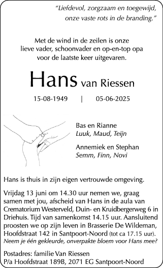 Familiebericht/overlijdensbericht