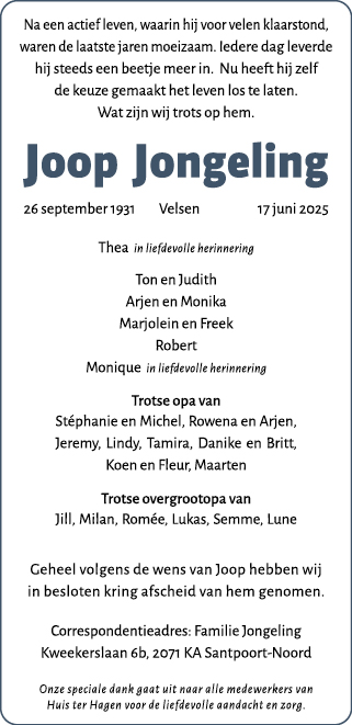 Familiebericht/overlijdensbericht